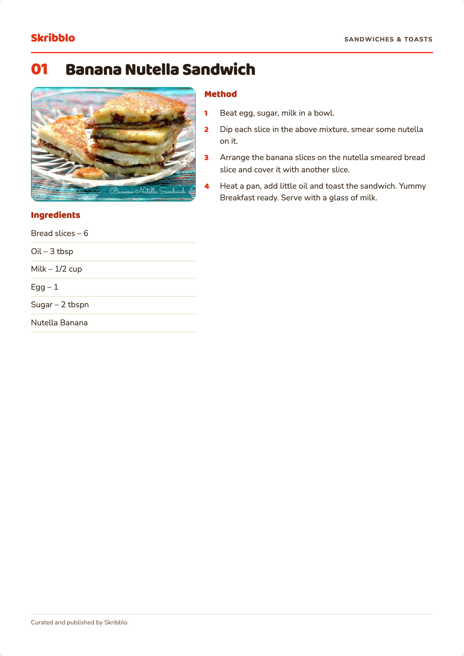 A recipe page with photo