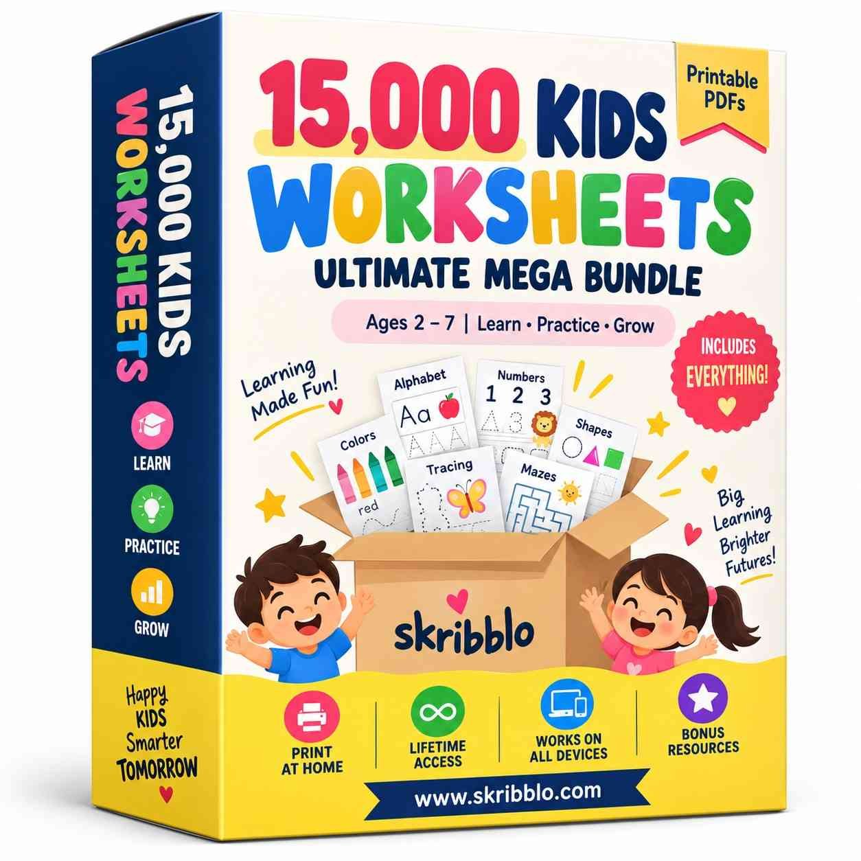 The Skribblo 15,000 Kids Worksheets ultimate mega bundle