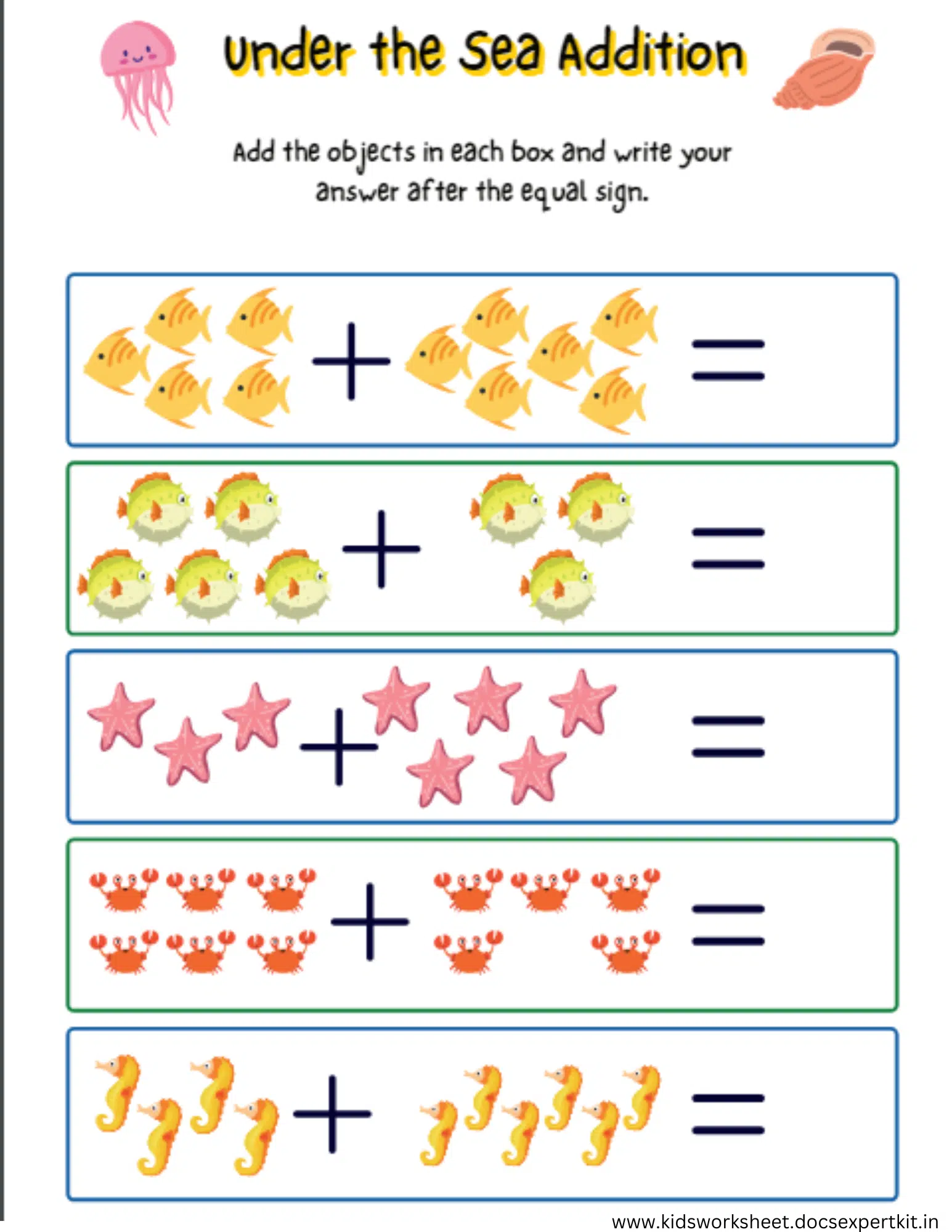 Picture addition worksheet